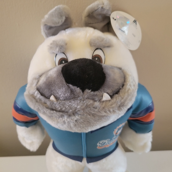Vintage 1998 NFL Dolphins Bull Dog With Jacket Plush Toy NWT - Picture 4 of 9